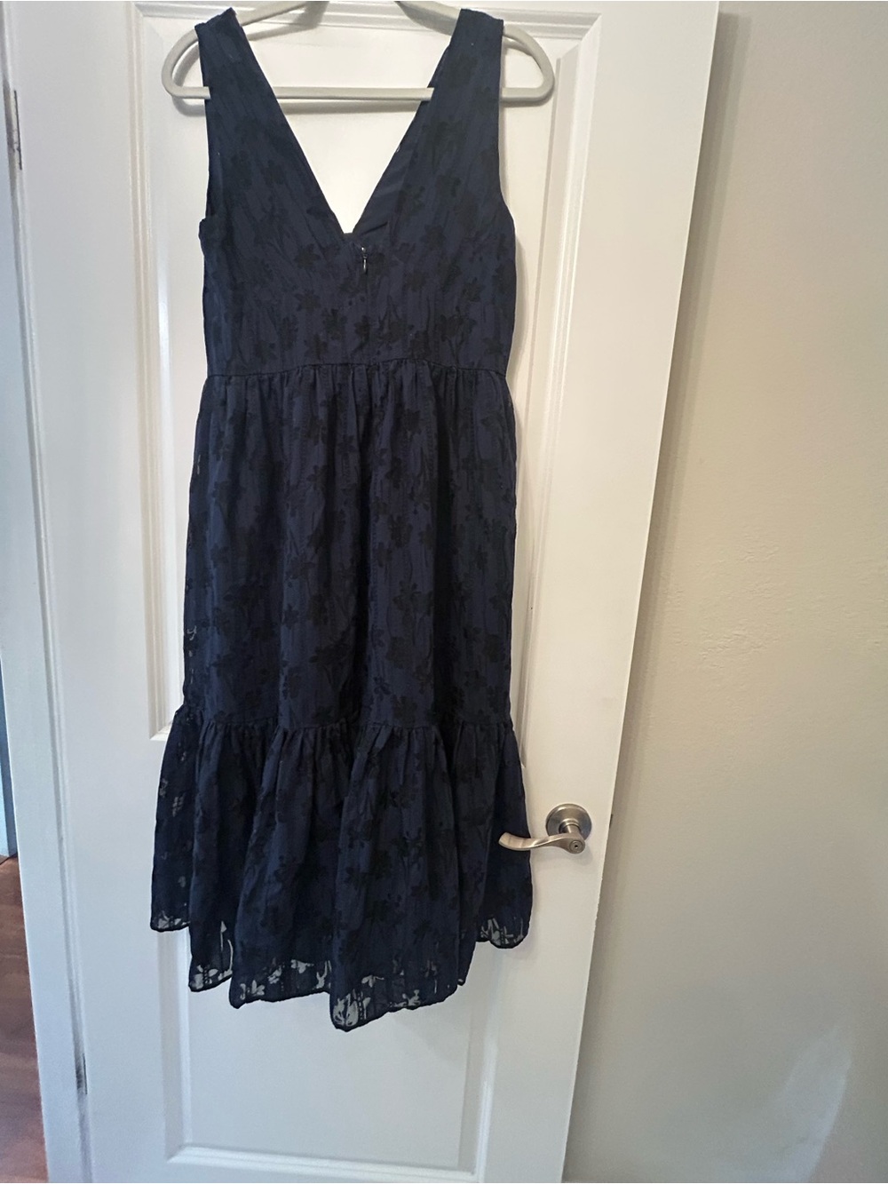 Tommy Hilfiger Navy V-Neck Lace Tiered Maxi Dress